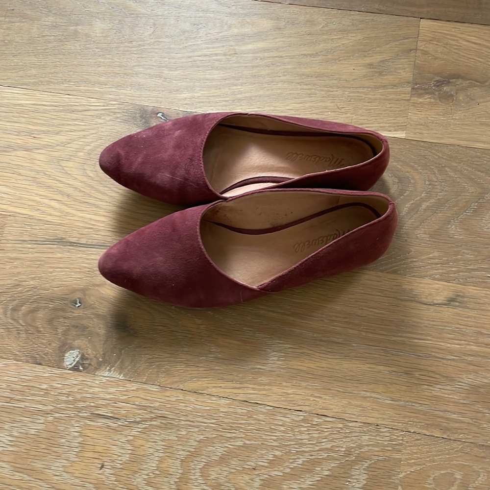Madewell d’Orsay burgundy suede flats